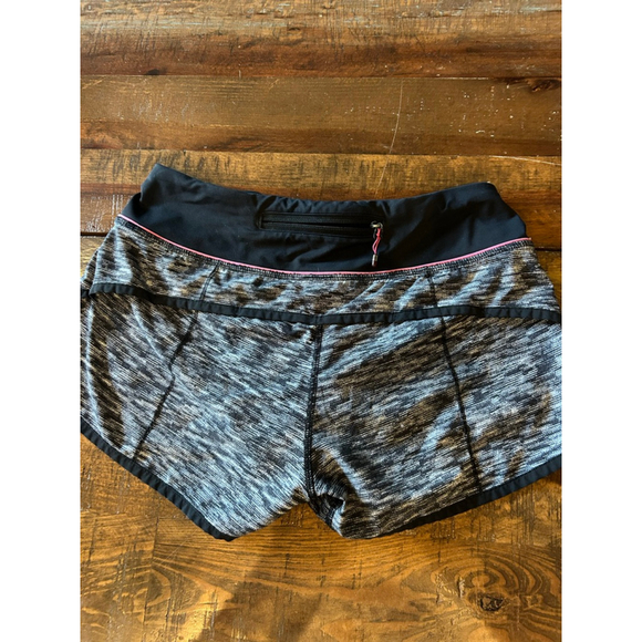 Women's Lululemon Speed Short size 4 Black White Pink Heathered Athletic Shorts - Picture 1 of 7